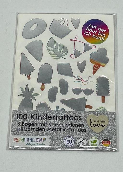 Produktbild Papierdrachen Metallic Tattoo Set 6 - Beach Vibes