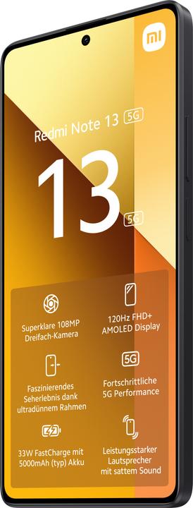 Actual product image Xiaomi Redmi Note 13 5G (256 GB, Graphite Black, 6.67", Hybrid Dual SIM, 108 Mpx, 5G)