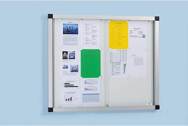 Produktbild eurokraft pro Schaukasten, Schiebetüren (Magnettafel, Pinnwand, 96.5 x 68.5 cm)