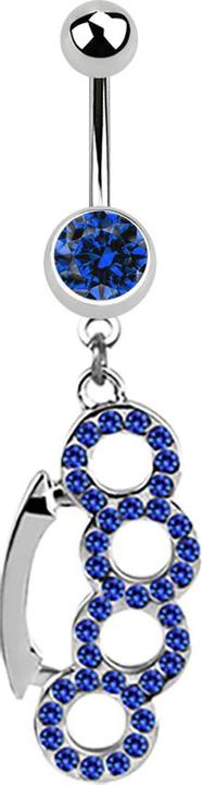 Produktbild Star Piercing Banane silber mit Anhänger Schlagring dunkelblau (Chirurgenstahl 316L, ohne Messing)