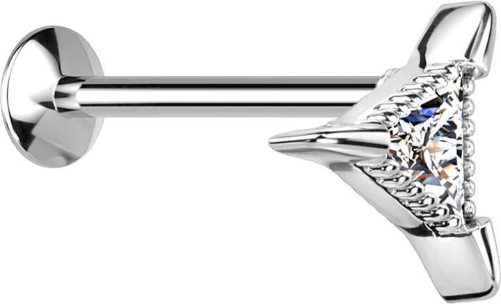 Star Piercing Micro Labret Innengewinde silber Halbmond Kristalle silber (Chirurgenstahl 316LMessing, MessingChirurgenstahl 316L)