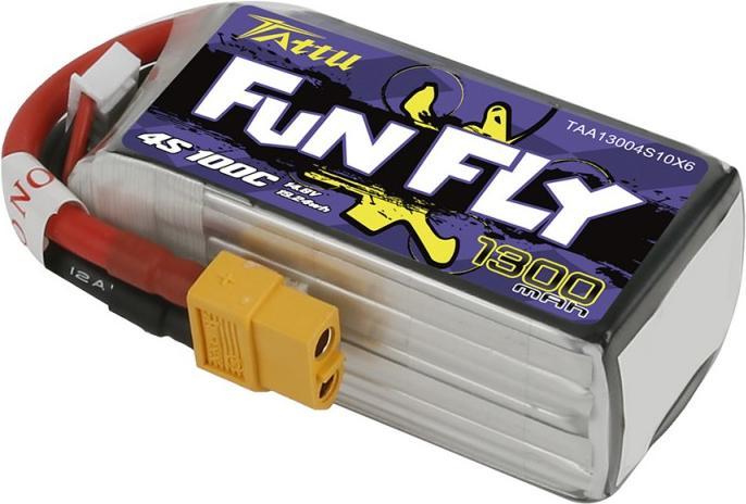 Actual product image Dronefactory Tattu Funfly Series 1300mAh 14.8V 100C 4S1P Lipo with XT60 (14.80 V, 1300 mAh)
