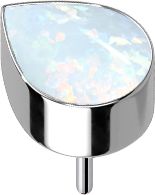 Star Piercing Threadless silber mit Tropfen Opal weiss (ohne Messing, Titan G23)