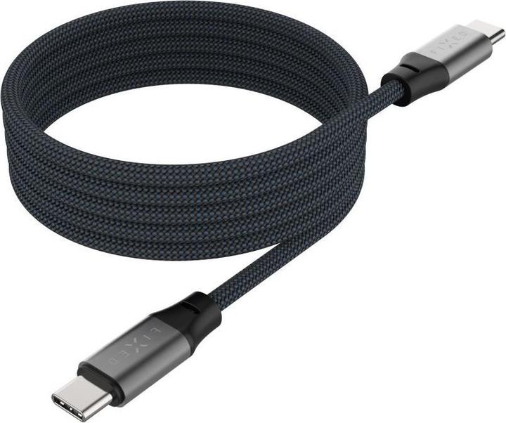 Actual product image Fixed Magnetic Braided Cable USB-C/USB-C, 1,2m, USB 2.0, 240W, gray (1.20 m, USB 2.0)