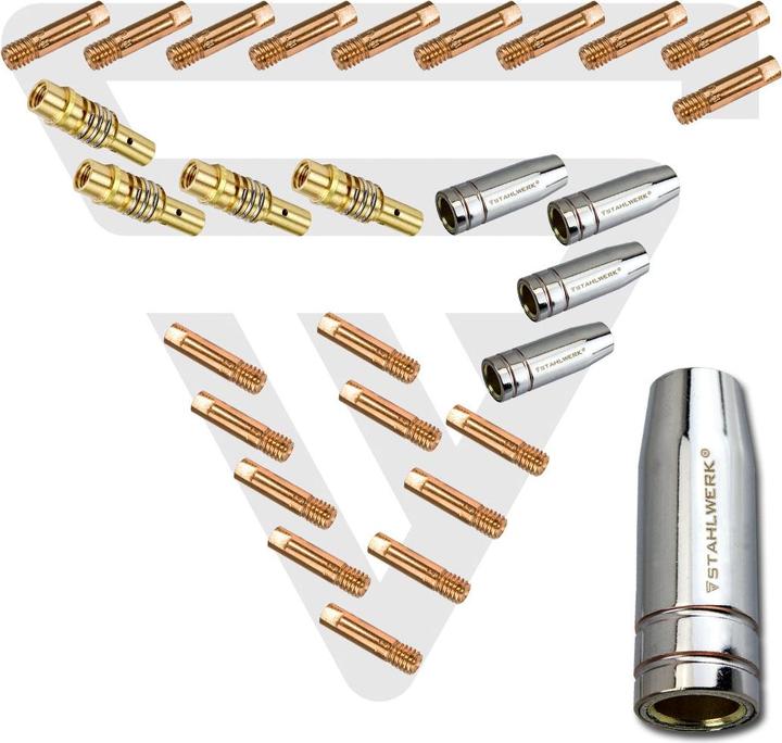 Actual product image Stahlwerk Wear parts MIG MAG 28-piece AK15/MB15 AK14/MB14 Welding torch