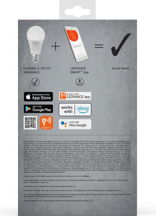 Image du produit Ledvance Smart+ Wifi Classic (E27, 14 W, 1521 lm, 3 x, F)
