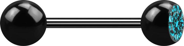 Actual product image Star Piercing Micro barbell black with ball and balls crystal aqua (Surgical steel 316L, without brass)