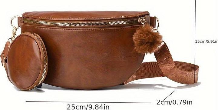 Only-Bags.Store Modische PU Leder Gürteltasche - Sportliche einzelne Schulter Crossbody Brusttasche mit gerissener