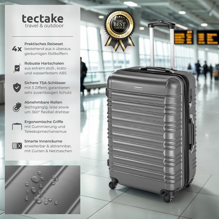 Produktbild tectake Hartschalenkofferset (106 l, Handgepäck (bis 50l), M (50 - 90l), L (90 - 115l))