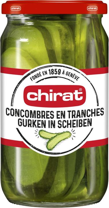 Produktbild Chirat Essig Gurken in Scheiben, Essiggemüse Gurkenscheiben ideal für Sandwich, Hamburger, Salat & Hot Dog (445 g)