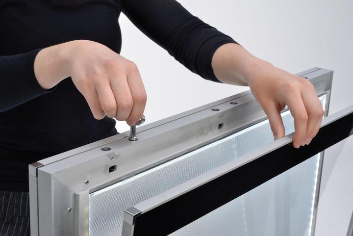 Actual product image Update Displays Customer stopper WindPro LED silver DIN A1 2 compartments (A1)
