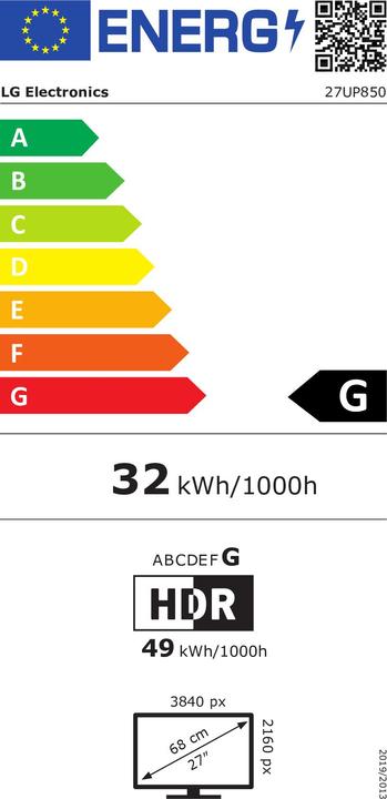 Energie-Label LG 27UP85NP-W (3840 x 2160 Pixel, 27")