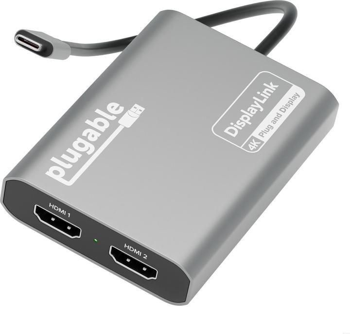 Plugable USB-C Dual 4K HDMI Adapter (USB Typ-C, 8 cm)