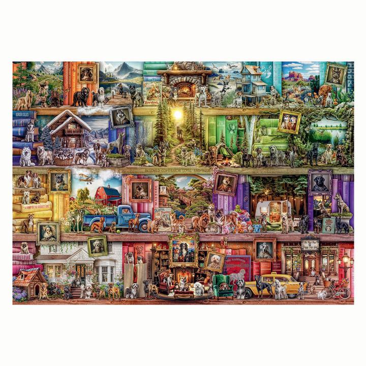 Actual product image Ravensburger Puzzle 1000 dogs in the library (1000 pieces)