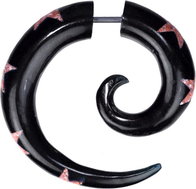 Star Piercing Fake Spirale aus Horn Sterne aus pinkem Achat Stein (Organisch, Mineralisch, ohne Messing)