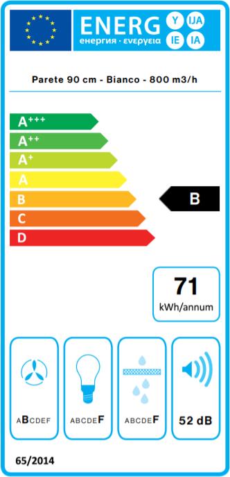 Energy Label Falmec VELA NRS 90 W (Wall hood)