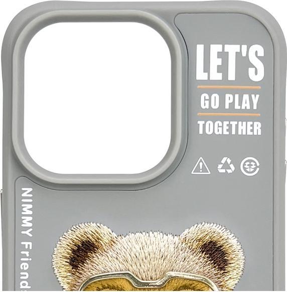 Immagine prodotto Nimmy case iPhone 15 Pro Max 6.7" gray Cool&Cute 2.0 Bear (Apple iPhone 15 Pro Max)