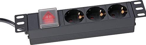 Actual product image Shiverpeaks S/CONN maximum connectivity 25.40cm (10"") power strip 3-fold, 1U, black (3 x, CEE 7/3, 2 m)