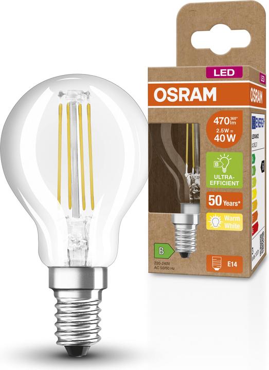 Actual product image Osram OSR LEDFil Drip.Ultra 2,5W kl (E14, 2.50 W, 470 lm, 6 x, B)