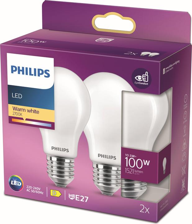 Productafbeelding Philips Lamp (E27, 10.50 W, 1521 lm, 2 x, D)
