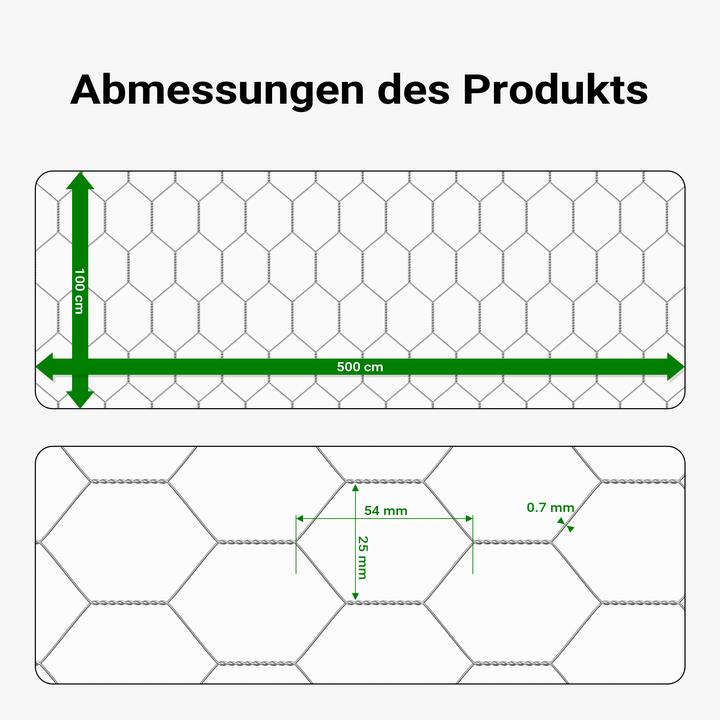Image du produit Wiltec Fil de clôture pour volière 5x1m Fil de clôture pour lièvre 25mm mailles hexagonales (5 m)