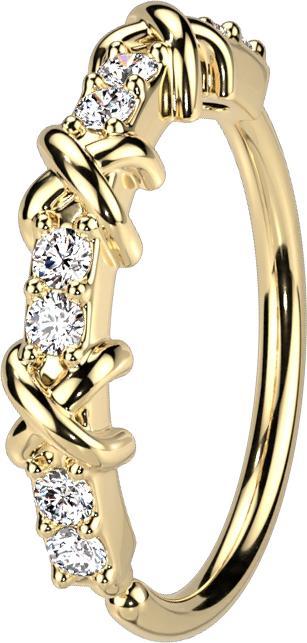 Immagine prodotto Star Piercing Anello micro piercing placcato oro 14k con cristalli e tre croci (Ottone)