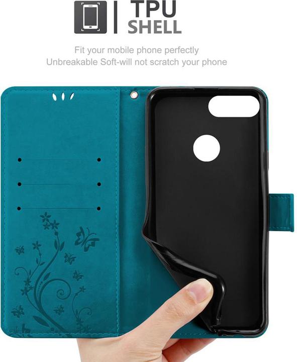 Actual product image Cadorabo Flower Book Cover (Huawei Enjoy 7S, Huawei P Smart (2018))