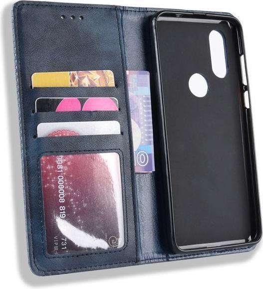 Actual product image MU Style Vintage Style Leather Book Cover Case (Motorola One Vision)