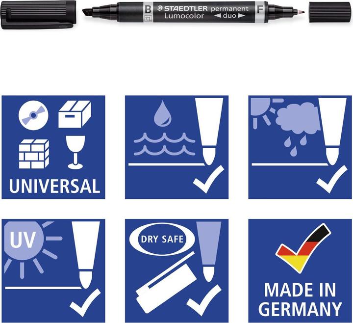 Actual product image Staedtler Lumocolor® permanent duo 348 B (Black, 4 mm, 1 x)