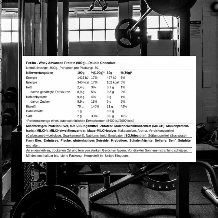 Actual product image Per4m Whey Advanced Protein (Double chocolate, 900 g)