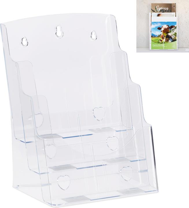 Relaxdays Leaflet Rack A4 / DIN Long, 3 Tiers (DL, A4)