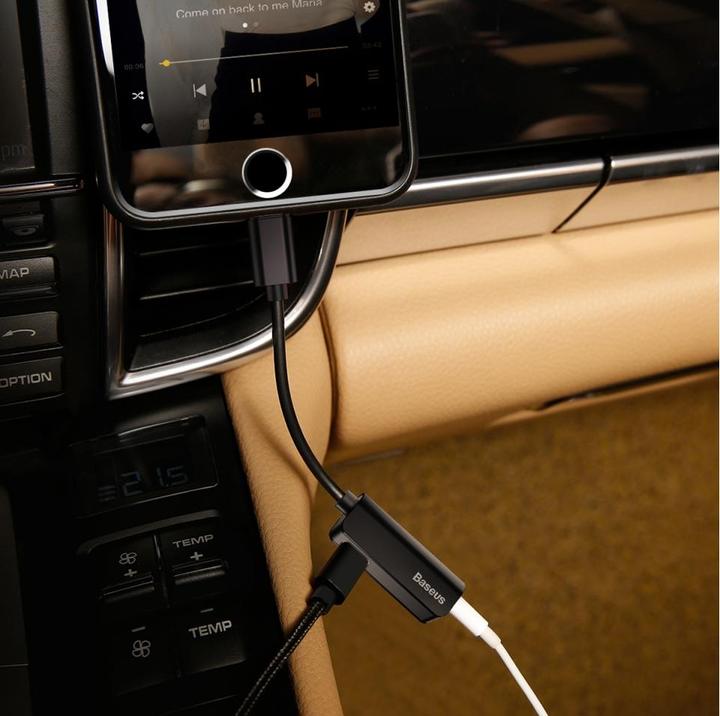 Image du produit Baseus Adaptateur L32 IP mâle vers 3.5mm+IP femelle Noir (Jack 3.5mm, Lightning)