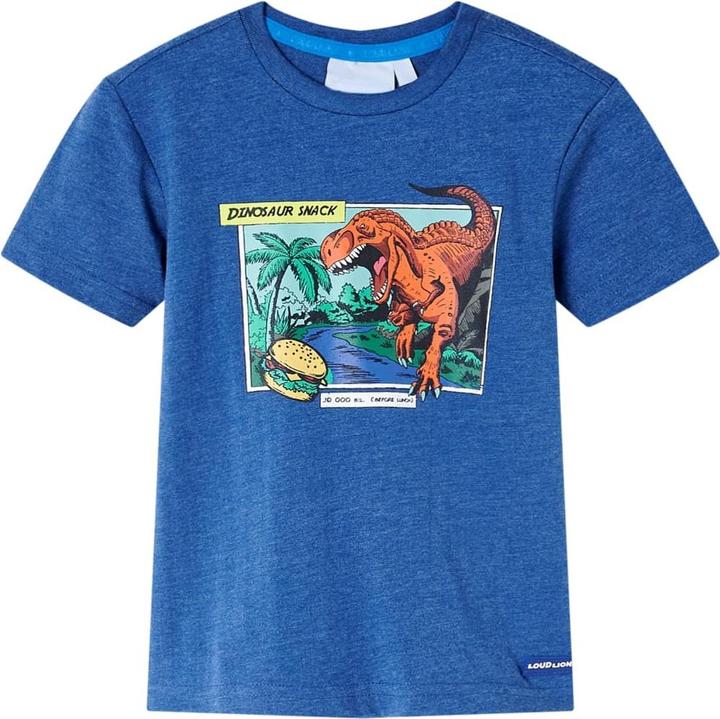 Actual product image VidaXL Children's T-shirt dark blue melange 116,Material: 80 (116)
