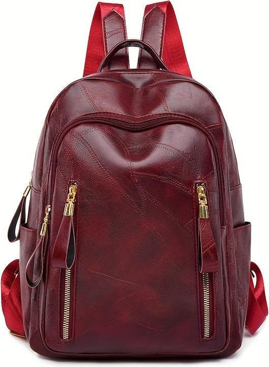 Produktbild Only-Bags.Store Retro texturierte Rucksack, Mode PU Leder Daypack, lässig mehrschichtige Schultasche für Reisen (26 l)