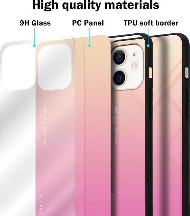 Produktbild Cadorabo TPU 2 Farben Glas Cover (Apple iPhone 12 mini)