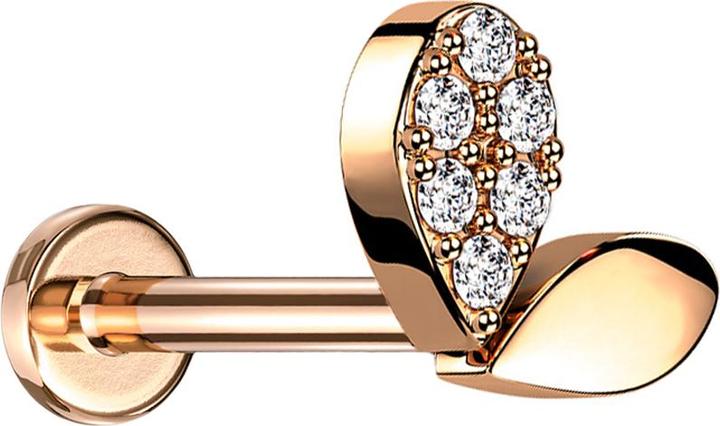 Immagine prodotto Star Piercing Micro Labret filo interno oro rosa cuore germoglio cristalli argento (Acciaio chirurgico 316L, senza ottone)