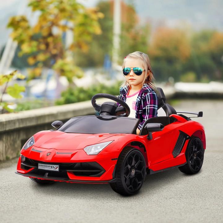 Image du produit Floki24 Voiture électrique pour enfants, licence Lamborghini Aventador, portes battantes, musique, klaxon (12 V)
