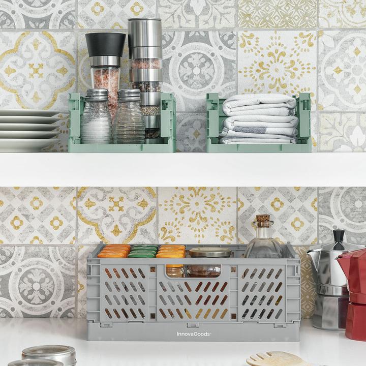 Immagine prodotto InnovaGoods 3x scatole portaoggetti impilabili e pieghevoli (30 x 20 x 12 cm, 20 x 15 x 9 cm)