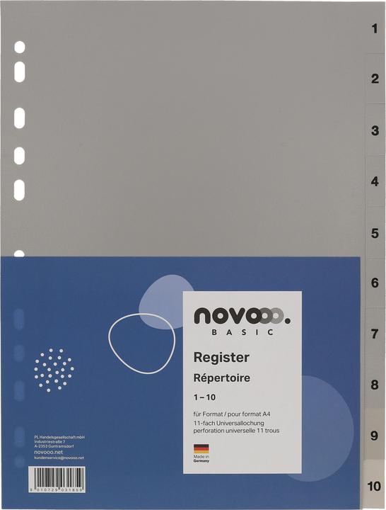 Produktbild Novooo Register PP grau A4
