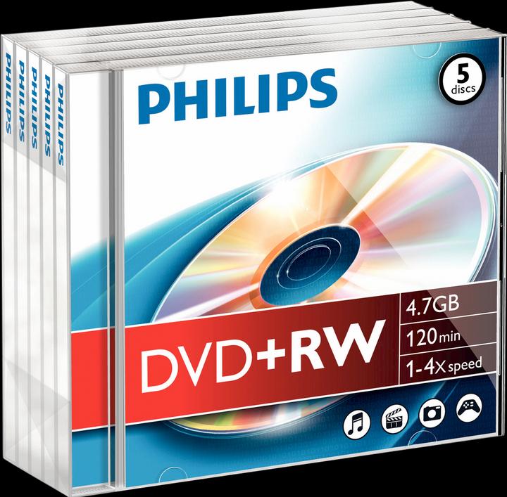 Immagine prodotto Philips 1x5 DVD+RW 4.7GB 4x JC (5 x)