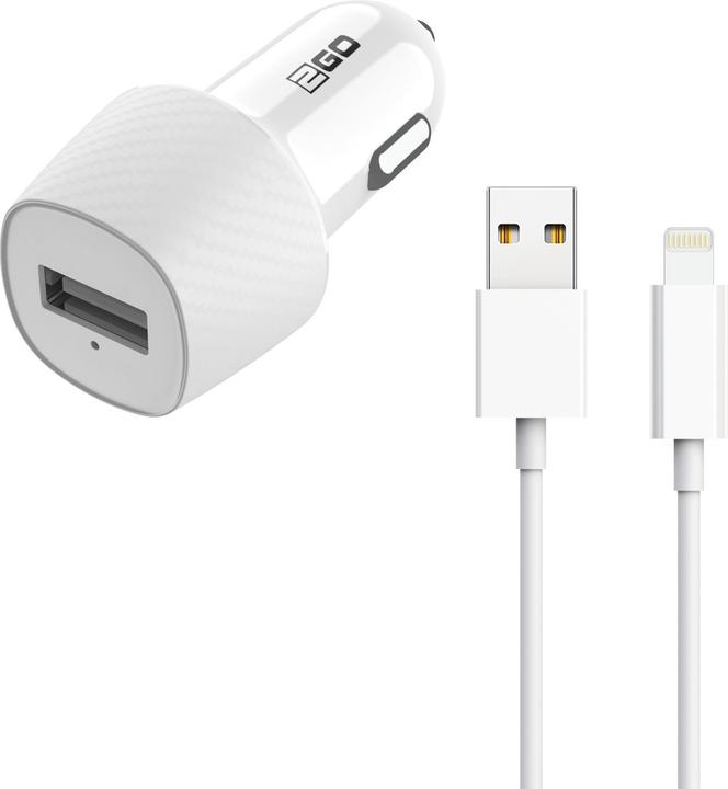 Image du produit 2GO Chargeur voiture 12V/24V-noir 1x Univ. USB-incl. USB vers Lig