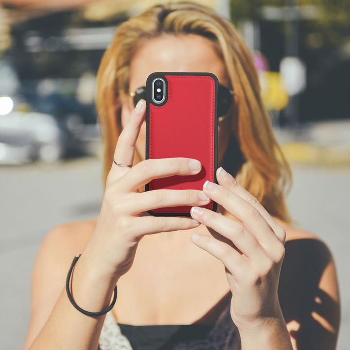 Produktbild Akashi Schutzhülle aus Echtleder stoss- kratzfest für Apple iPhone X / XS – Rot (Apple iPhone XS)