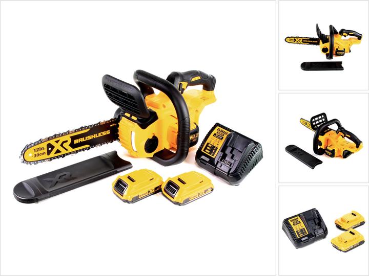 Produktbild DeWalt DCM 565 D2 Akku Kettensäge 18V + 2x Akku 2,0 Ah + Ladegerät (Akku Kettensäge)
