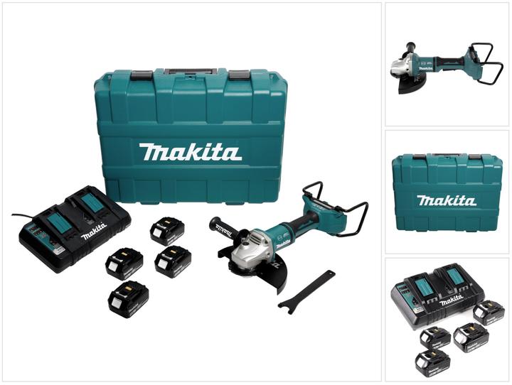 Immagine prodotto Makita DGA 900 PT4KX2 Smerigliatrice a batteria 36V (2x18V) 230mm + 4x Batterie 5,0Ah + Caricatore (230 mm)