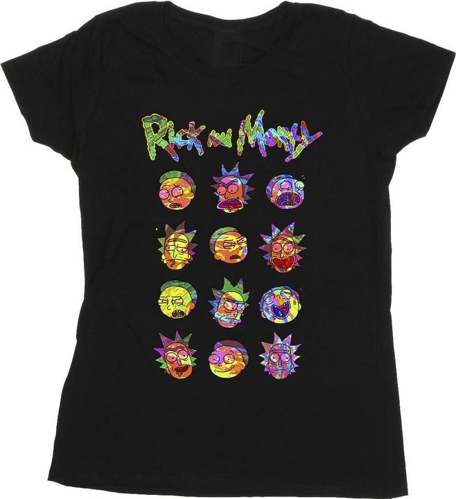 Actual product image Rick And Morty Womens/Ladies Tie Dye Faces Cotton T-Shirt (XXL)