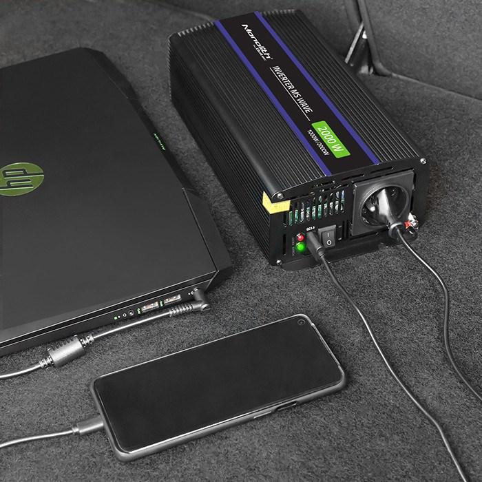 Image du produit Qoltec Przetwornica napięcia Monolith 2000 MS Wave | 12V na 230V | 1000/2000W | USB