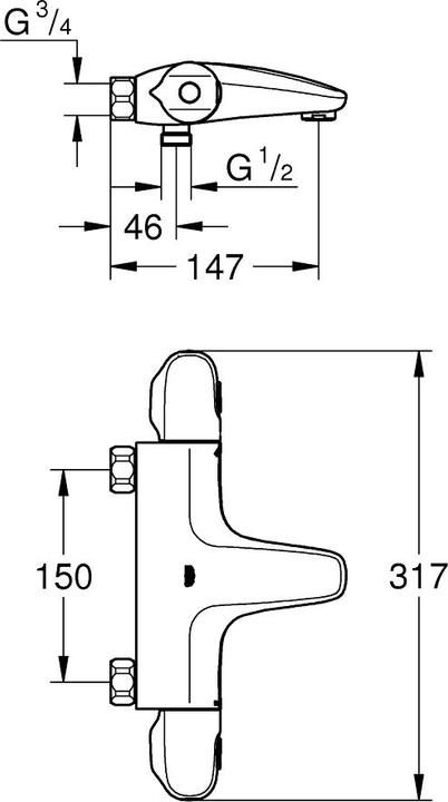 Image du produit Grohe Mitigeur thermostatique de bain GROHTHERM 1000 1/2 pouce chr