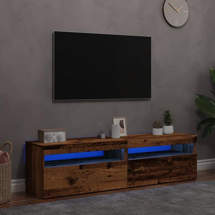 Immagine prodotto VidaXL TV Schrank Lowboard Fernsehschrank Fernsehtisch LED 2 Stk. Altholz-Optik (75 x 35 x 40 cm)