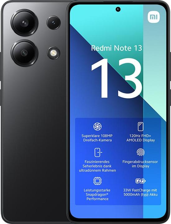 Immagine prodotto Xiaomi Redmi Note 13 (128 GB, Midnight Black, 6.67", Doppia SIM Ibrida, 108 Mpx, 4G)