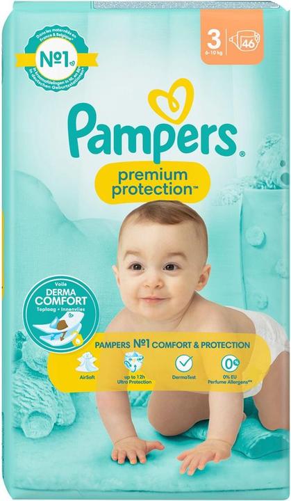 Immagine prodotto Pampers Premium Protection (Dimensione 3, Pacco trasportabile, 46 Pezzo/i)